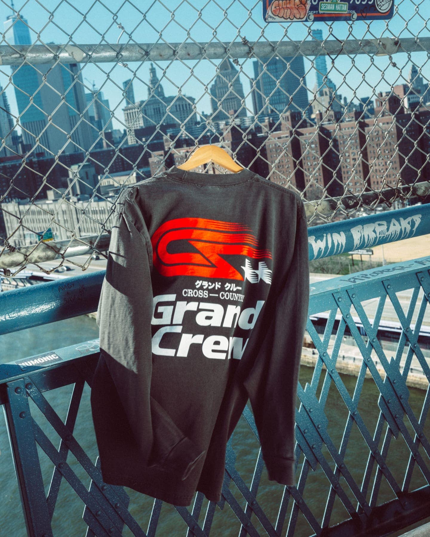 The long sleeve hung on a fence over the skyline