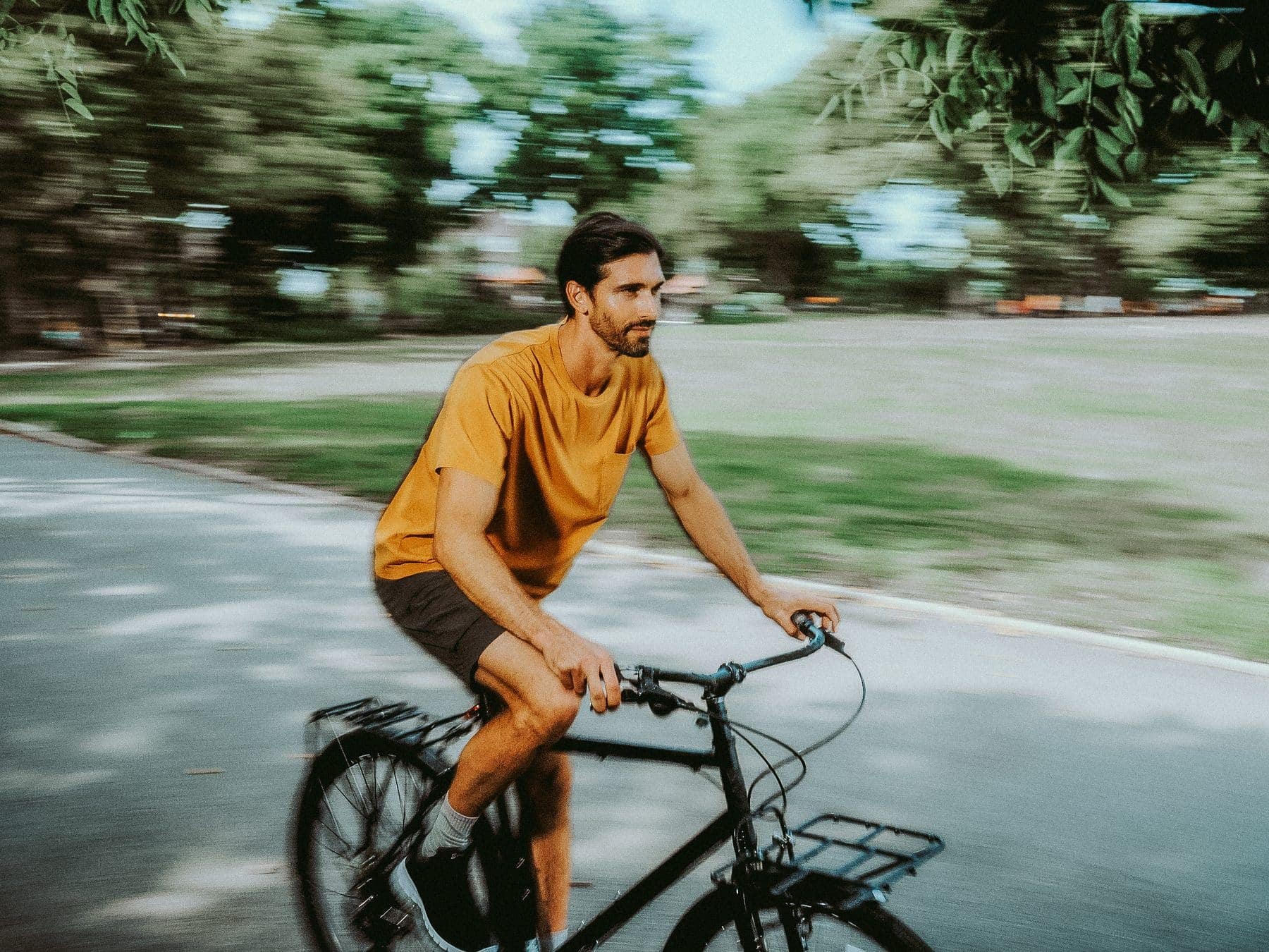 A cyclist on a city street